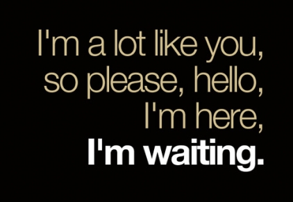 i'm a lot like you, so please, HELLO, I'm here, I'm waiting
