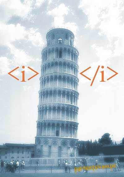 Schiefer  Turm von Pisa in italic-tags