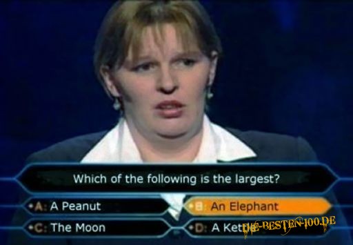 Which of the following is the largest? peanut, elephant, moon or a kettle
