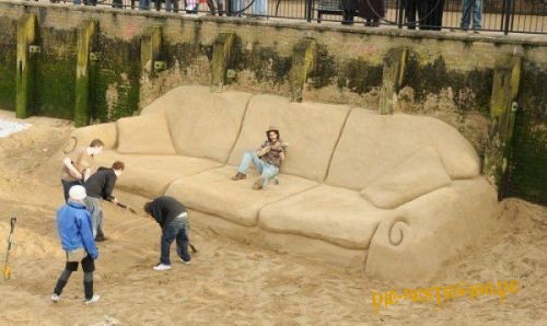 sandburg, sand, sofa