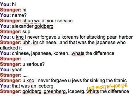 Chat between chinese and american, jews