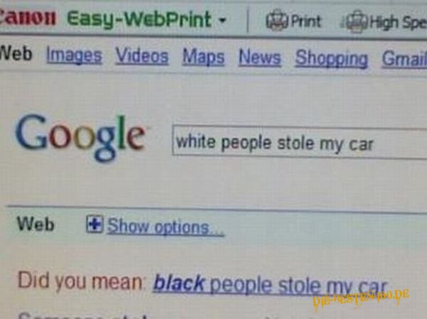 black people stole my car - google