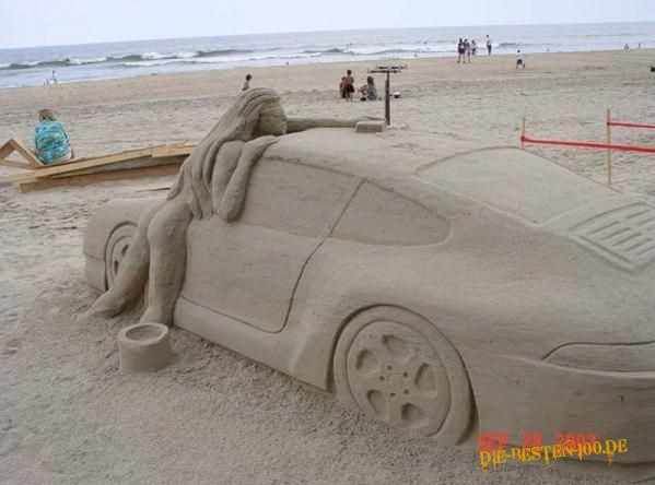 Die besten 100 Bilder in der Kategorie sand_kunst: Sand-Porsche