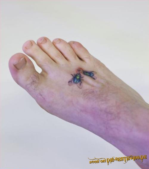 Die besten 100 Bilder in der Kategorie lustige_tattoos: Fliegen laben sich an Wunde am FuÃ - Tattoo