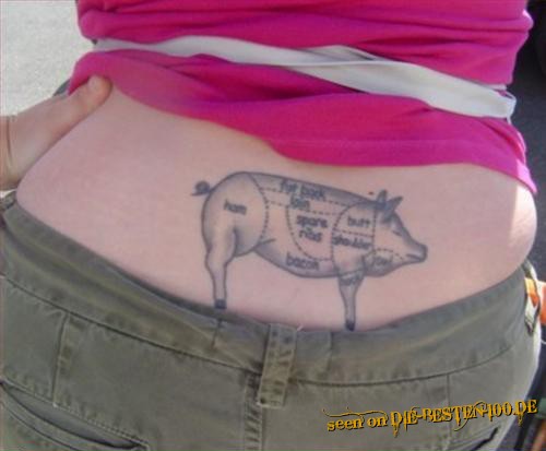 Schweine-Fleisch-Defintion auf RÃ¼cken - Tattoo
