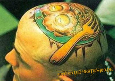 Die besten 100 Bilder in der Kategorie tattoos: Bacon an Egg on head - Tattoo