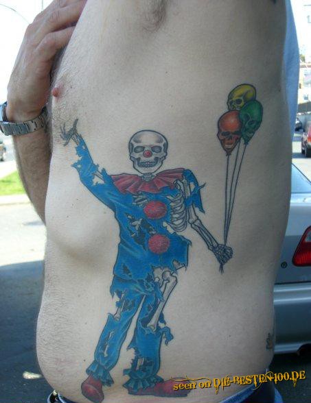 Die besten 100 Bilder in der Kategorie horror_tattoos: Skelett-Clown Tattoo