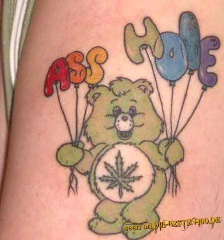 Die besten 100 Bilder in der Kategorie tattoos: carebear - Canabis Asshole Tattoo