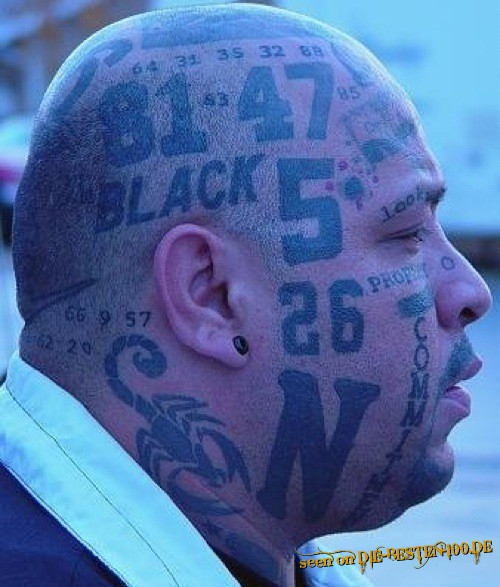 Numbers on Head Tattoo