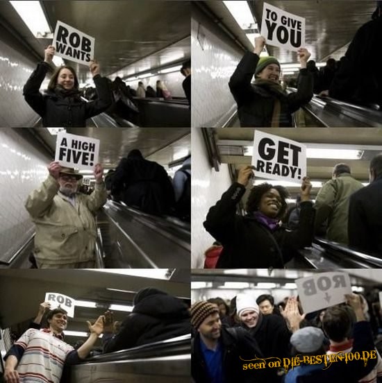 Die besten 100 Bilder in der Kategorie quatsch: Rob wants to give you a high five on escalator