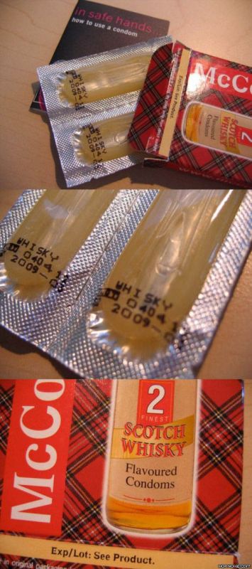 whiskey, condom