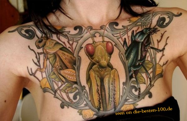 Die besten 100 Bilder in der Kategorie coole_tattoos: Insekten-Gottesanbeterin-Tattoo