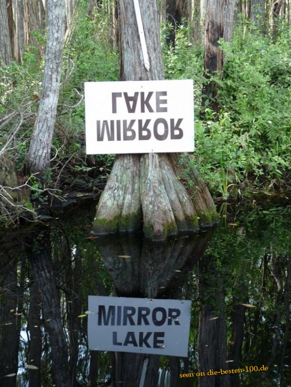 Lake Mirror - Spiegelschrift-Schild