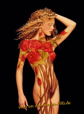 Die besten 100 Bilder in der Kategorie bodypainting: Blumen-Bodypainting - Rosen mit Stiel GanzkÃ¶rper