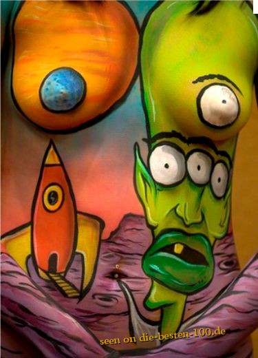 Die besten 100 Bilder in der Kategorie bodypainting: Planets, Aliens and Rocket Bodypainting - Comic-Style