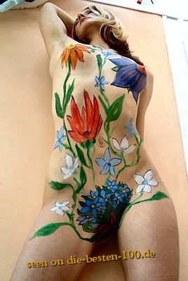 Flowers Bodypainting on white Body