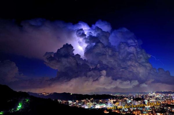 GroÃe Gewitterwolke Ã¼ber Stadt 