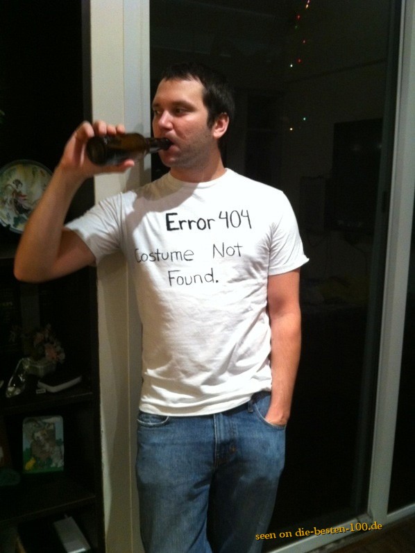 Die besten 100 Bilder in der Kategorie t-shirt_sprueche: Error 404 - Costume not found
