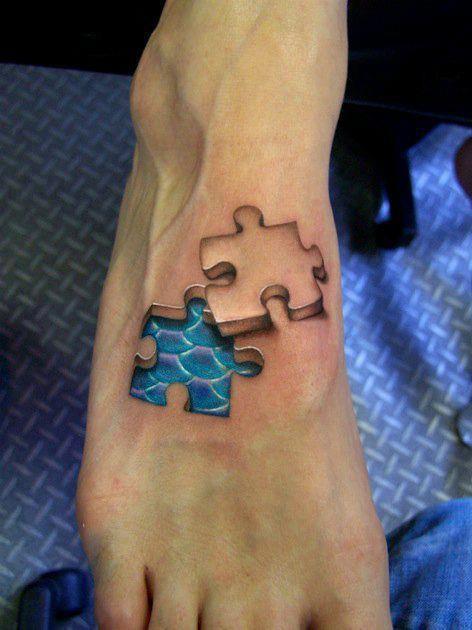 Die besten 100 Bilder in der Kategorie coole_tattoos: 3D Puzzle Tattoo
