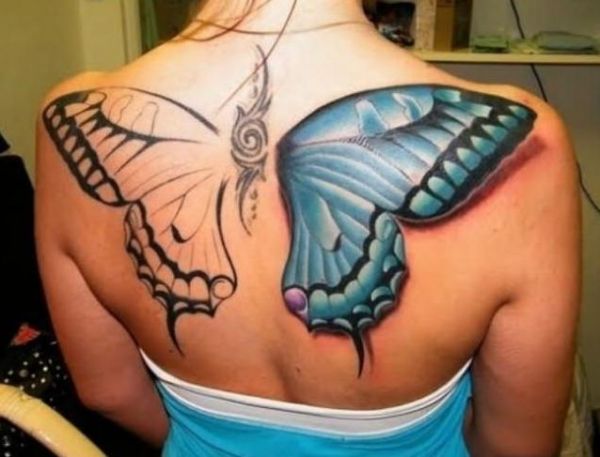 Die besten 100 Bilder in der Kategorie coole_tattoos: 3D Schmetterling Tattoo auf RÃ¼cken