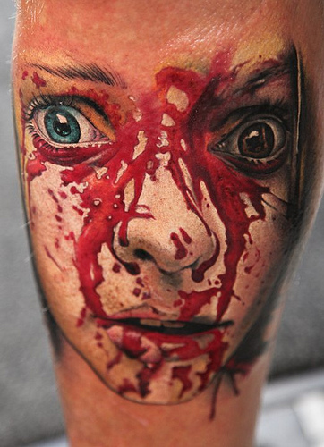 Die besten 100 Bilder in der Kategorie horror_tattoos: Bloody Face Tattoo