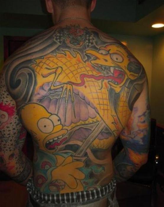 Die besten 100 Bilder in der Kategorie lustige_tattoos: Mr.Burns-Dragon and Homer Simpson Samurai Tattoo