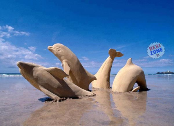 Die besten 100 Bilder in der Kategorie sand_kunst: Sandige Delphine - Amazing Sand Art