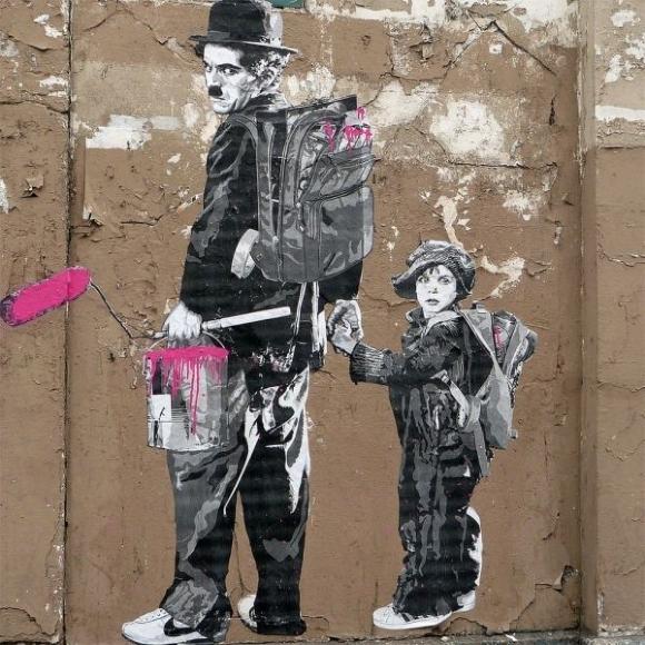 Die besten 100 Bilder in der Kategorie graffiti: Charly Chaplin - Grafitti