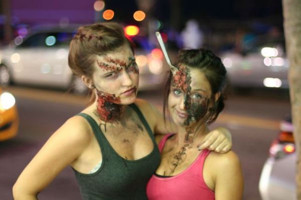 Die besten 100 Bilder in der Kategorie verkleidungen: Zombie-Schminke mit Gabel im Kopf