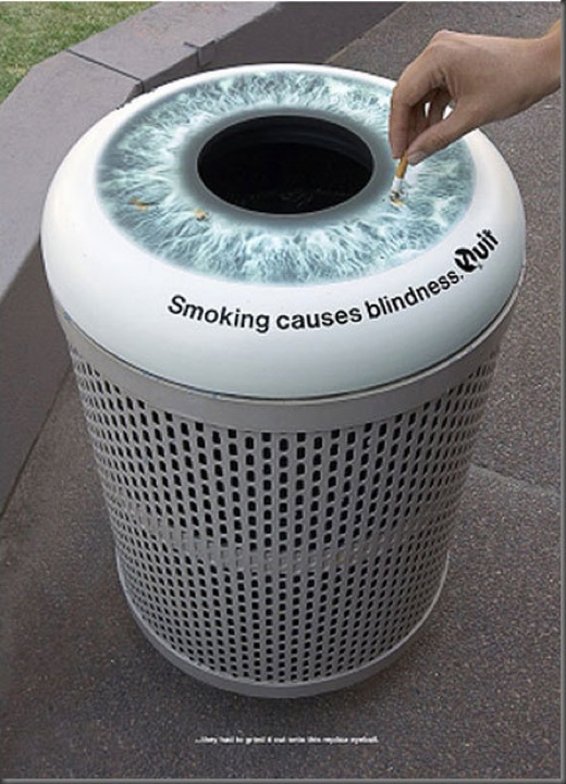 Die besten 100 Bilder in der Kategorie werbung: MÃ¼lleimer - Smoking causes blindness