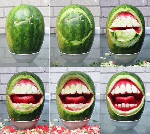 Die besten 100 Bilder in der Kategorie nahrung: Wassermelonen Schnitz-Kunst