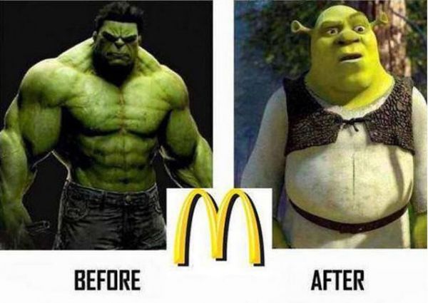 Konsequenzen, Ã¼bermÃ¤ssigen, Fastfood-Verzehrs, Hulk, KÃ¶rperstatur, Comedy-Bereich, Shrek