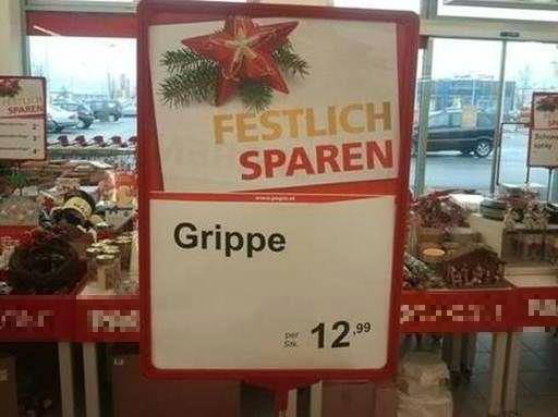 Die besten 100 Bilder in der Kategorie werbung: Grippe Schild