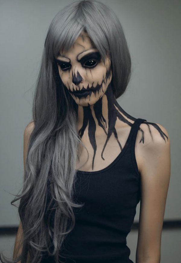 Schminke, Gesicht, Tod, Maske, Kontaktlinsen, Fasching, Halloween, Idee, Inspiration, Horror