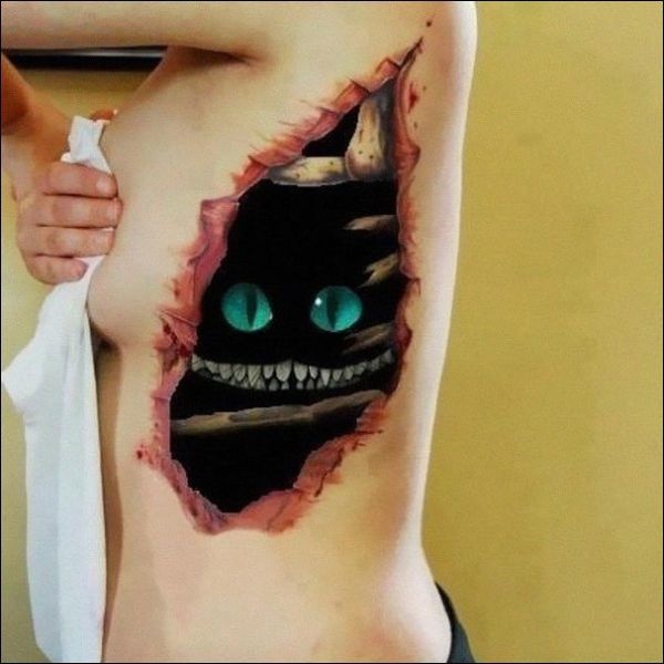 Die besten 100 Bilder in der Kategorie lustige_tattoos: 3D Tattoo, Wunde, grinsekatze, alice im wunderland