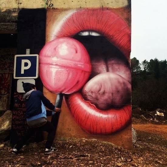Lollipop, Lutscher, Lippen, erotisch, Graffiti