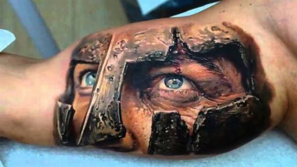 3D, realistic, warrior, tattoo, arm