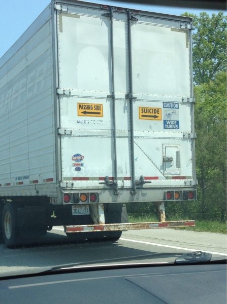 Sign, Truck, lustig, Passing Side, Suicide