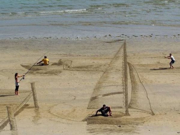 Strand, Meer, Segelboot, 3d, Kunst, TÃ¤uschung, Steeg