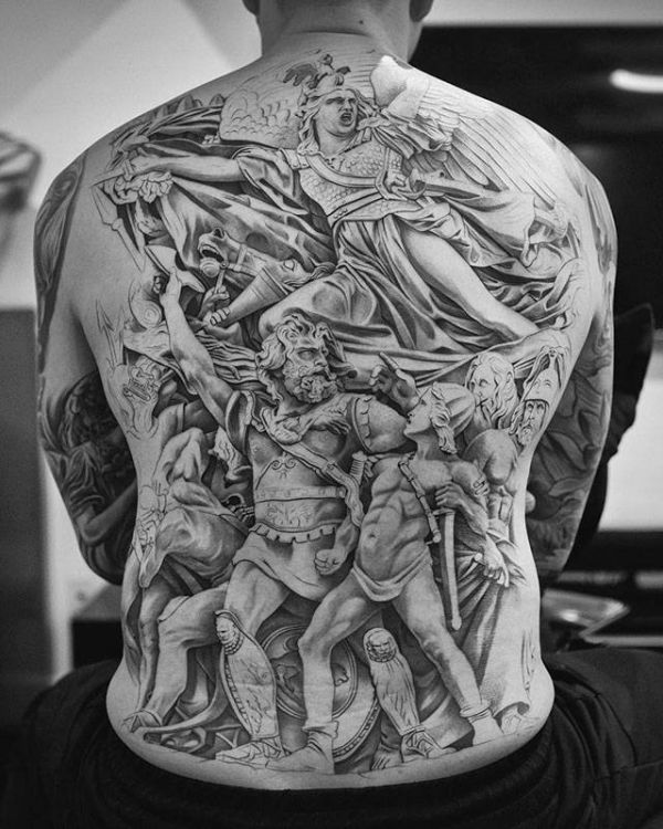 Die besten 100 Bilder in der Kategorie tattoos: Anitke, Krieger, RÃ¼cken, Tattoo, Schwarz-WeiÃ