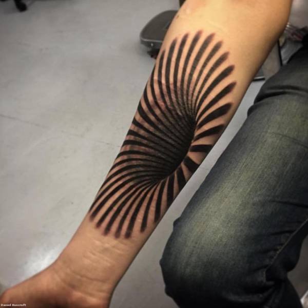 3D, optische TÃ¤uschung, Schwarzes Loch, Tattoo