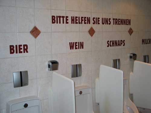 Toiletten-Abfalltrennung - Bier - Wein - Schnaps - Milch 