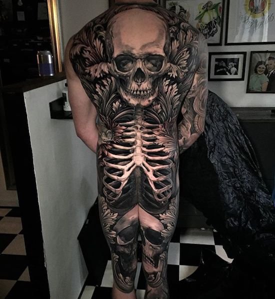 Die besten 100 Bilder in der Kategorie horror_tattoos: Tattoo, Totenkopf, Gerippe, 3D, ganzkÃ¶rper