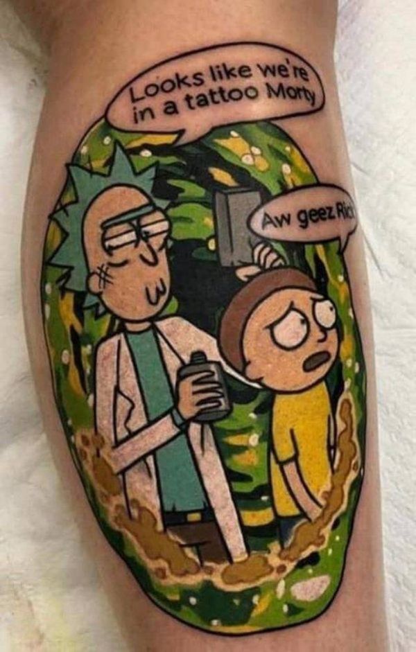 Ricks and Mortys head tattoo on finger  Tattoo Designs for Women