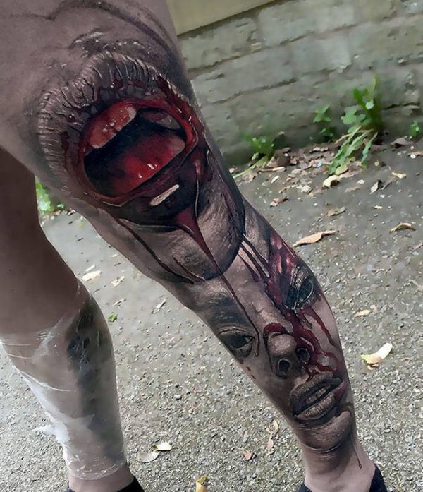 Tattoo, Mund, Blut, Horror, Face, realistisch