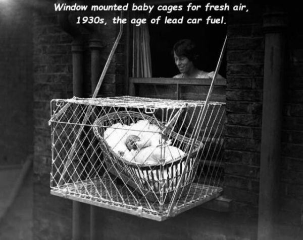 1930, Fenster, KÃ¤fig, Baby, Kinder, frische Luft