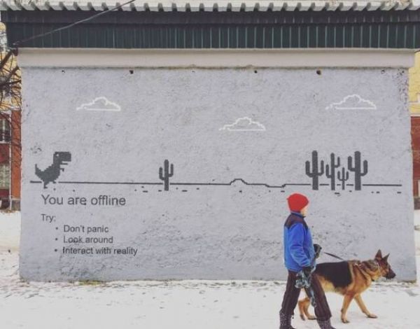 Graffiti, Internet, offline, Panik, RealitÃ¤t, Humor