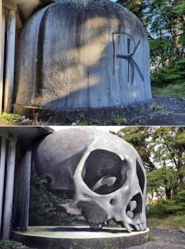 Totenkopf, 3D, Graffiti
