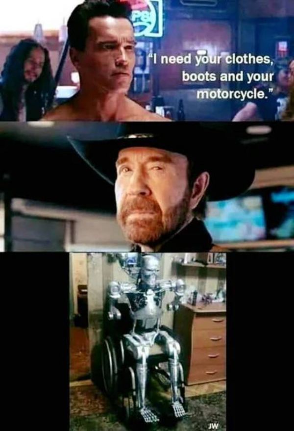 Terminator, Chuck Norris, Roboter, Rollstuhl