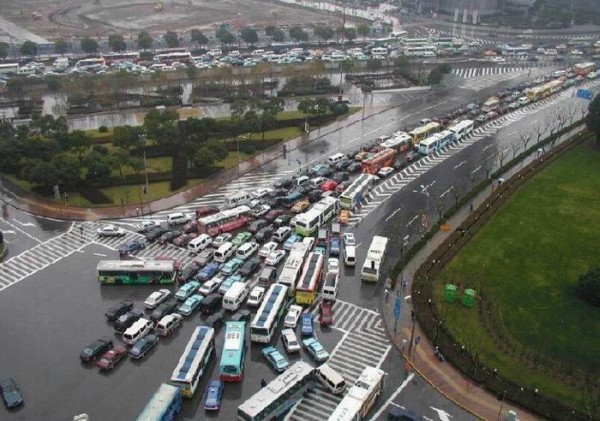 Konfuser Verkehrsstau